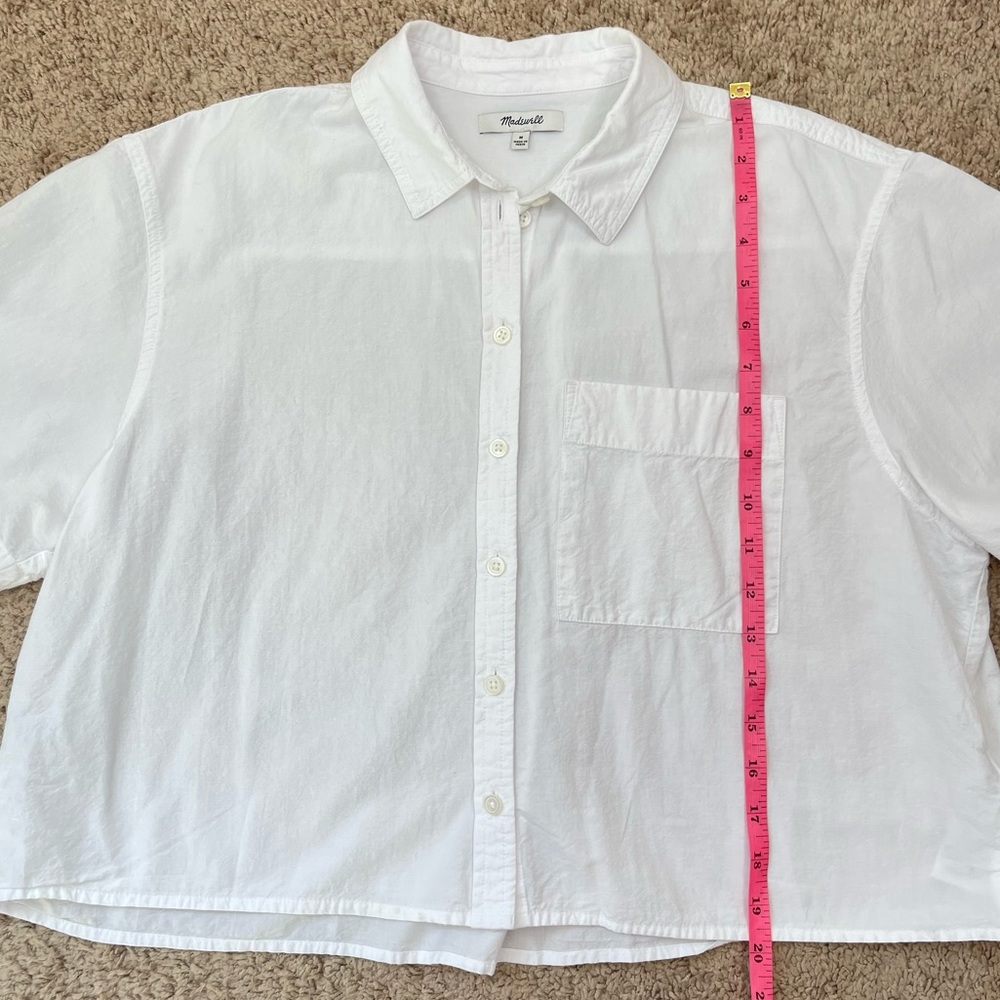 Madewell White Cropped Boxy Utility Button-Up Shirt Women’s Size Medium - Picture 10 of 16